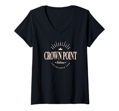 Damen Crown Point Indiana Modern T-Shirt mit V-Ausschnitt von Indiana Contemporary Designs