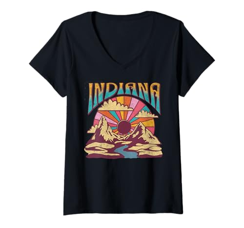Damen Indiana T-Shirt mit V-Ausschnitt von Indiana USA Outdoor Vintage