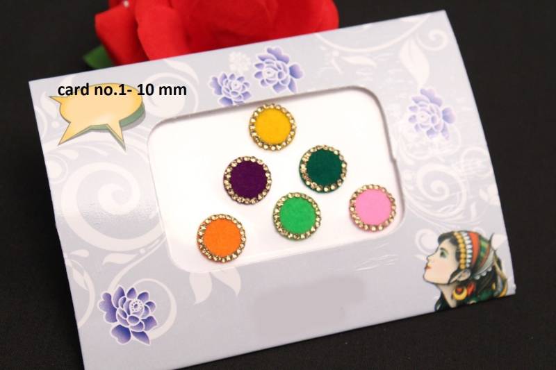 Bollywood Velvet Bindis Runde Mehrfarbige Gesichtsaufkleber Mit Goldener Umrandung von IndianartstoreShop
