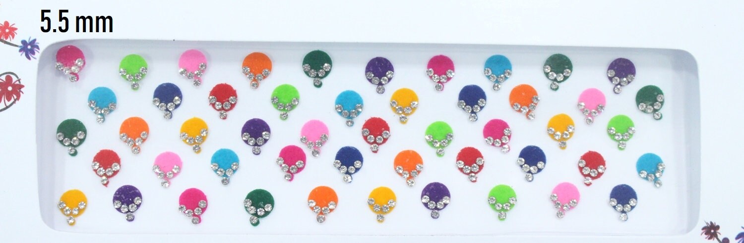 Bunte Runde Bindis Mit Silbernem Umriss Selbstklebende Gesichtsjuwelen von IndianartstoreShop