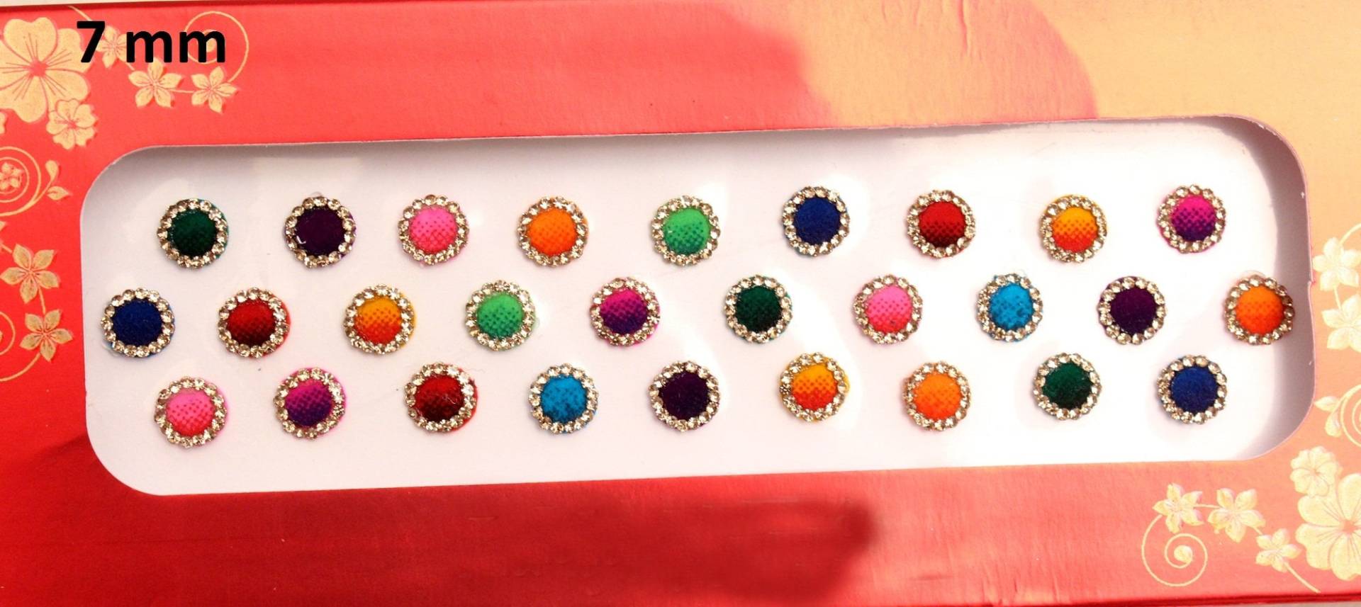 Bunte Runde Bindis Selbstklebende Gesichtsjuwelen, Bollywood-Design von IndianartstoreShop