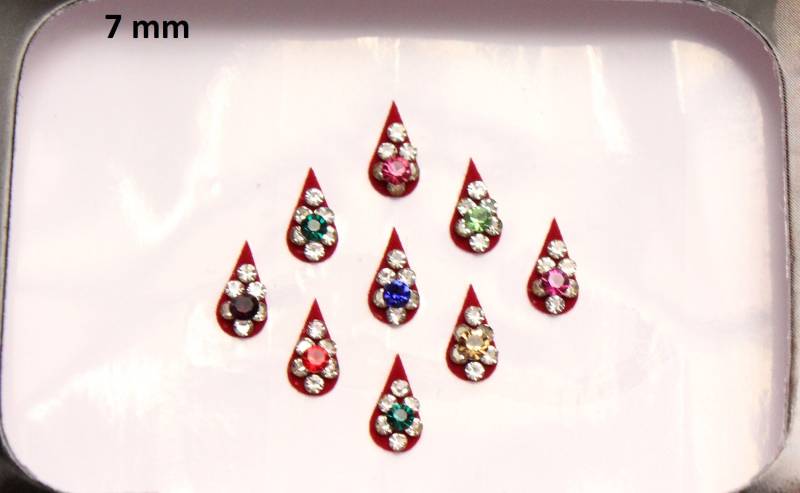 Bunte Tilak Long Bindis Gesichtsjuwelen, Ausgefallene Aufkleber von IndianartstoreShop