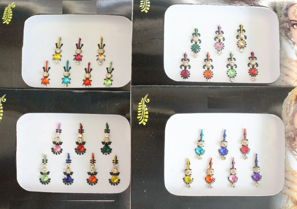 Farbige Lange Bindi Aufkleber - Braut & Mode Bindis 2 Packungen von IndianartstoreShop