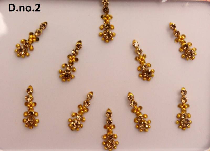 Gold Langes Gesicht Juwelen, Hochzeit Lange Bindis Aufkleber, Stein Bindis, Indien Bollywood Selbstklebende Aufkleber von IndianartstoreShop