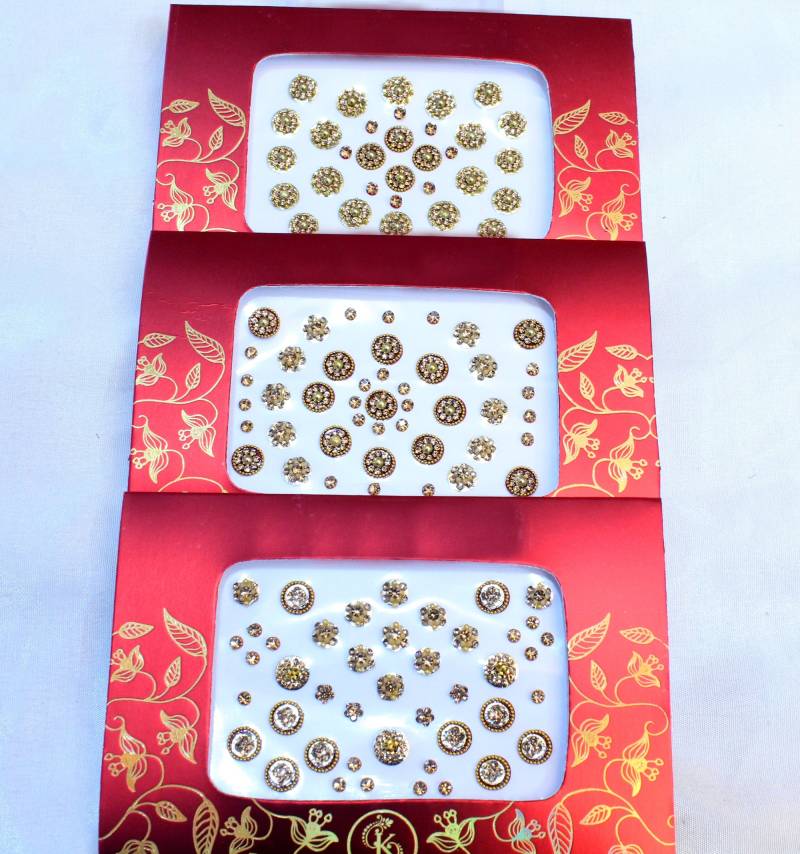 Gold Runde Bindis Braut Gesichts Juwelen Aufkleber von IndianartstoreShop