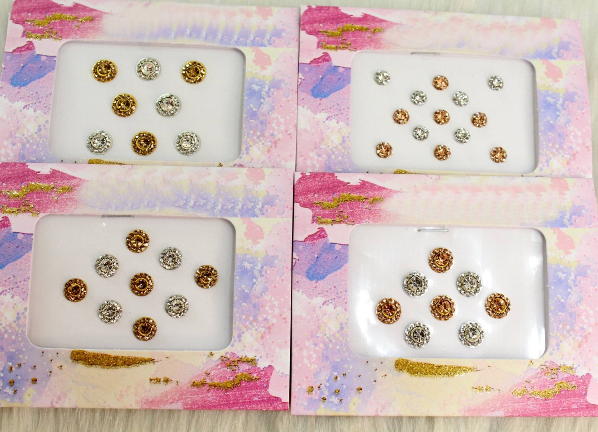 Gold & Silber Runde Bindis Selbstklebende Gesichtsjuwelen von IndianartstoreShop