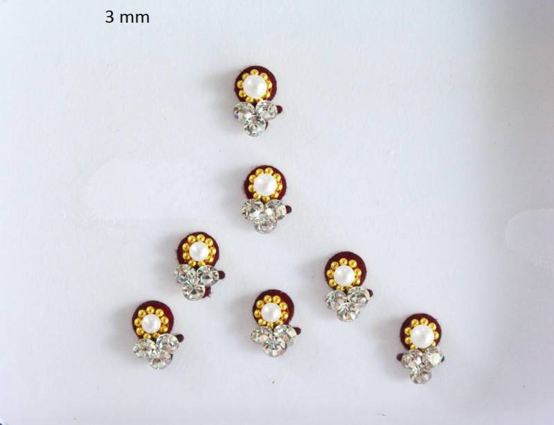 Kastanienbraun Runde Bindis Samt-Gesichtsjuwelen, Selbstklebend | 3-4 Mm von IndianartstoreShop