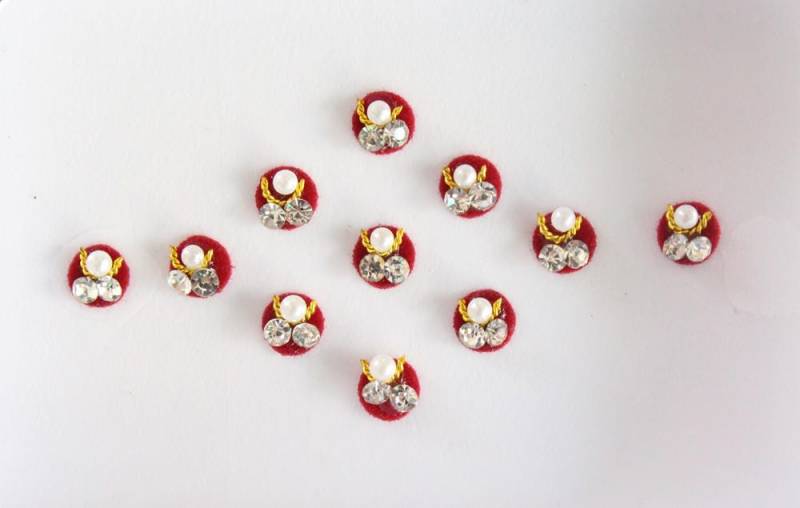 Maroon Samt Bindis Runde Gesichts Juwelen, Selbstklebende Aufkleber von IndianartstoreShop