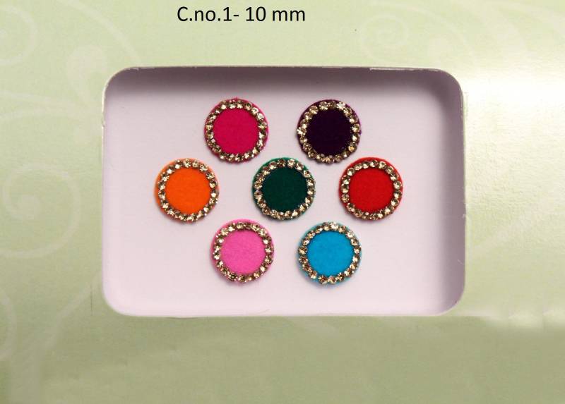 Mehrfarbige Samt Bindis Juwelen Mit Runden Gesichtern Und Goldsteinen von IndianartstoreShop