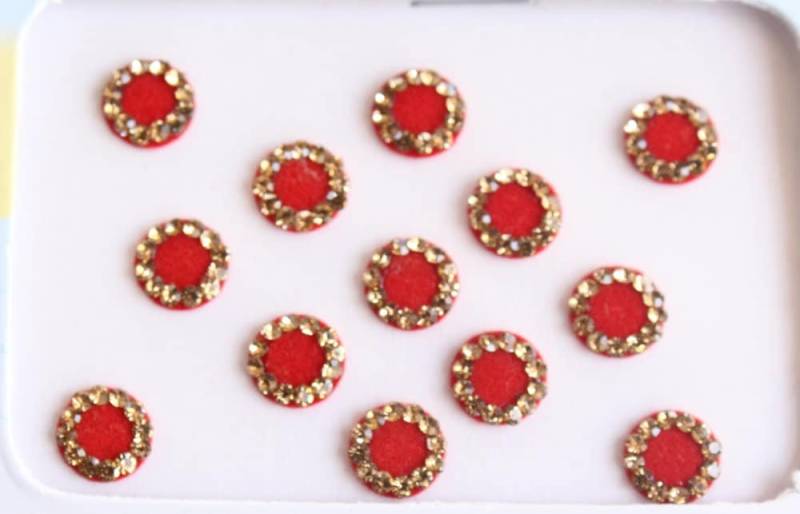 Red Velvet Bindis Runde Gesichtsjuwelen, Selbstklebende Aufkleber von IndianartstoreShop