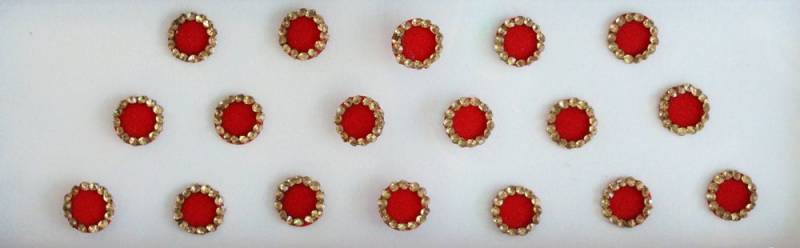Red Velvet Round Bindis Selbstklebende Gesichtsjuwelen - 27 Packung von IndianartstoreShop