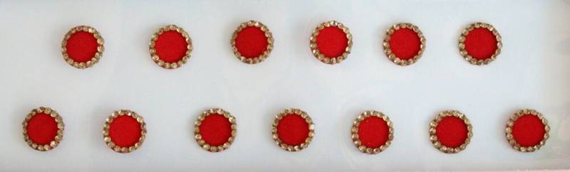 Roten Samt Bindis Mit Gold Stein Umrandung Bollywood Face Jewels von IndianartstoreShop