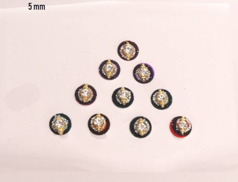 Runde Samt-Bindis Mehrfarbige Gesichtsjuwelen, Selbstklebende Aufkleber von IndianartstoreShop