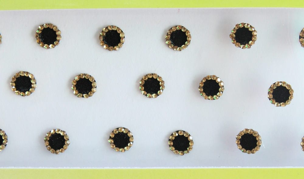 Schwarze Samt Bindis Mit Goldstein Umriss - Gesichts Juwelen von IndianartstoreShop