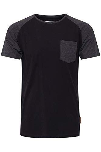 Indicode IDGresham Herren T-Shirt Kurzarm Shirt mit Rundhals-Ausschnitt Brusttasche Baumwollmischung Regular fit, Größe:M, Farbe:Black - Charcoal (9992) von Indicode