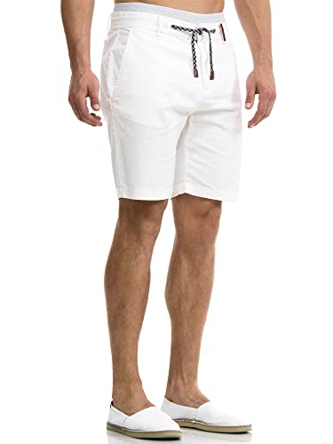 Indicode Herren Bowmanville Shorts aus Leinen & Baumwolle | Herrenshorts Freizeitshorts Offwhite M von Indicode