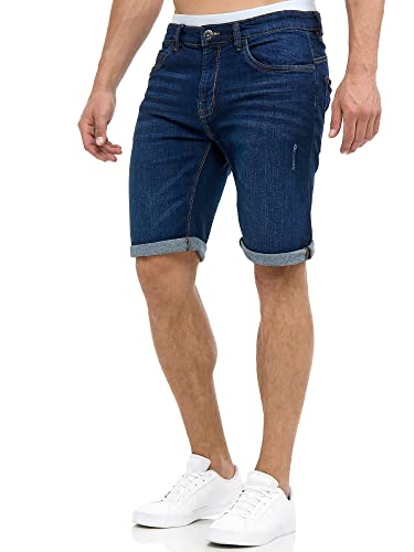 Indicode Herren Caden Jeans Shorts mit 5 Taschen | Herrenshorts Used Look für Männer Blue S von Indicode