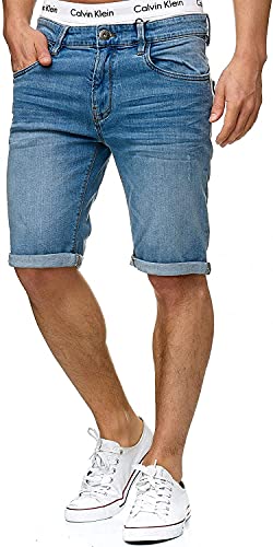 Indicode Herren Caden Jeans Shorts mit 5 Taschen | Herrenshorts Used Look für Männer Blue Wash XL von Indicode