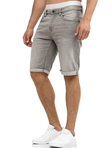 Indicode Herren Caden Jeans Shorts mit 5 Taschen | Herrenshorts Used Look für Männer Lt Grey XXL von Indicode