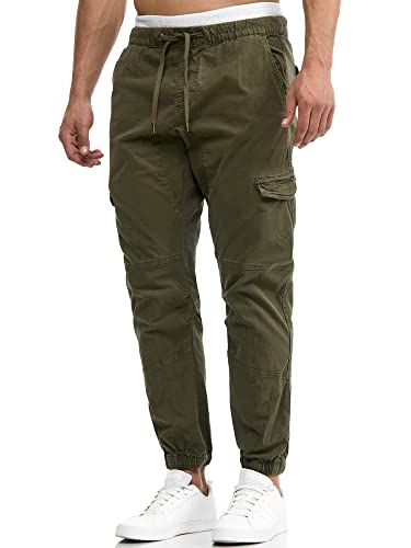 Indicode Herren Levi Cargo Cargo Hose Freizeithose Militär Army Chino Feldhose Outdoorhose Rangerhose Stoffhose Leinenhose, Army, XXL von Indicode