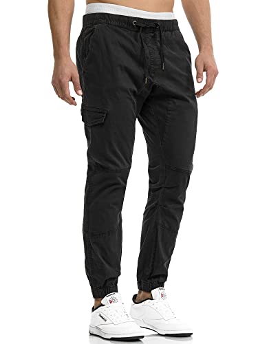 Indicode Herren Levi Cargo Cargo Hose Freizeithose Militär Army Chino Feldhose Outdoorhose Rangerhose Stoffhose Leinenhose, Black, XL von Indicode