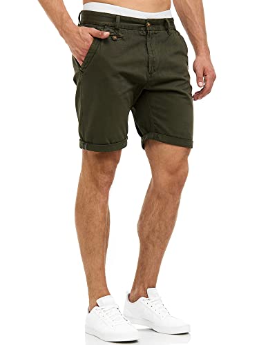 Indicode Herren Cuba Chino Shorts mit 5 Taschen | Bermuda Herren Chino Shorts f. Männer Grün Army M von Indicode