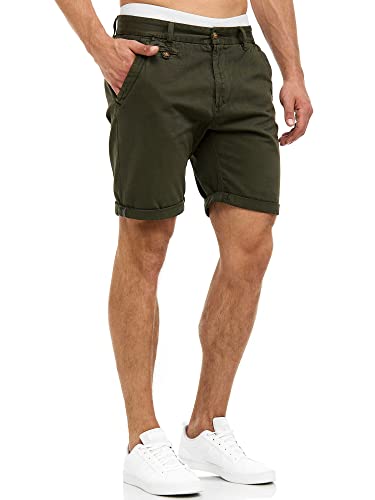 Indicode Herren Cuba Chino Shorts mit 5 Taschen aus Baumwollgemisch | Bermuda Sommershorts für Männer Grün Army, 3XL von Indicode