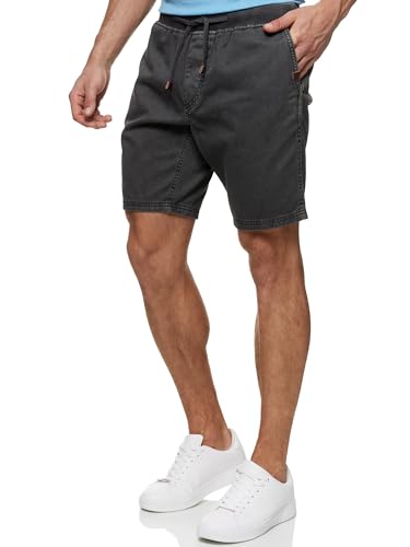 Indicode Herren Carver Chino Shorts mit Kordelzug aus Baumwolle | Bermuda Sommershorts für Männer Anthrazit, L von Indicode
