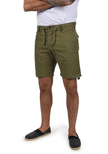 Indicode IDMoses Herren Leinenshorts Kurze Leinenhose Bermuda mit Kordel Regular Fit, Größe:L, Farbe:Dark Olive (644) von Indicode