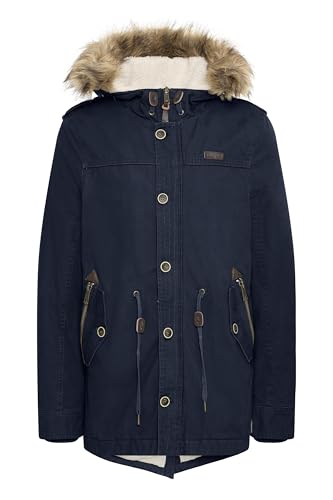 Indicode IDPulsoor Herren Winterjacke Parka Mantel gefüttert mit Teddy-Futter Fellkapuze Pattentaschen Baumwollmischung Regular fit, Größe:M, Farbe:Navy (400) von Indicode