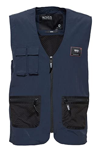 Indicode 10358MM IDPiet Weste Herren Weste Outdoor-Weste Anglerweste Cargotaschen robuste Polyester-Qualität Regular Fit, Größe:M, Farbe:Navy (400) von Indicode