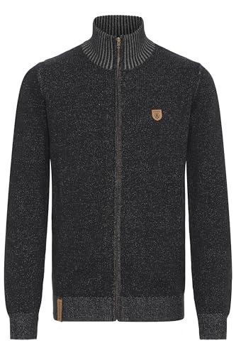 Indicode IDAndy Herren Strickjacke Cardigan Grobstrick Pullover mit Stehkragen Reißverschluss Baumwollmischung Regular fit, Größe:L, Farbe:Black (999) von Indicode
