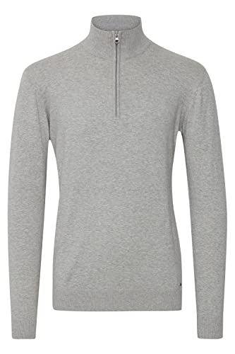 Indicode Baddon Herren Strickpullover Troyer Feinstrick Pullover mit Stehkragen, Größe:XL, Farbe:Grey Mix (914) von Indicode