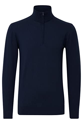Indicode Baddon Herren Strickpullover Troyer Feinstrick Pullover mit Stehkragen, Größe:XXL, Farbe:Navy (400) von Indicode