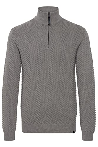 Indicode Banjamon Herren Strickpullover Troyer Grobstrick Pullover mit Stehkragen, Größe:M, Farbe:Grey Mix (914) von Indicode