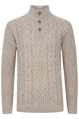 Indicode Benat Herren Strickpullover Troyer Grobstrick Pullover mit Stehkragen, Größe:XXL, Farbe:Ecru (003) von Indicode