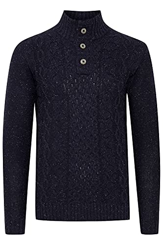 Indicode Benat Herren Strickpullover Troyer Grobstrick Pullover mit Stehkragen, Größe:XXL, Farbe:Navy (400) von Indicode