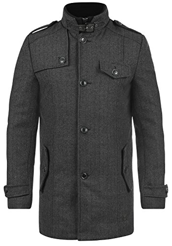 Indicode Brandan Herren Winter Mantel Wollmantel lange Winterjacke mit Stehkragen, Größe:L, Farbe:Dark Coal (940) von Indicode