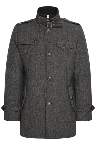 Indicode Brandan Herren Winter Mantel Wollmantel lange Winterjacke mit Stehkragen, Größe:3XL, Farbe:Dark Coal (940) von Indicode
