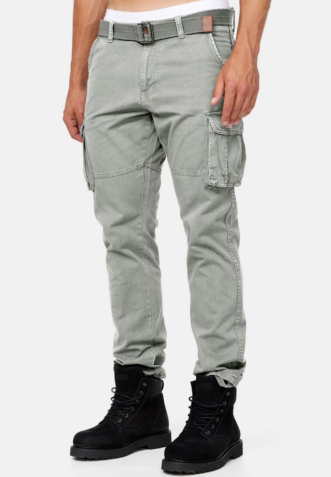 Indicode Cargohose Herren William Cargo Hose Herrenhose mit 7 Taschen, inkl. Gürtel von Indicode