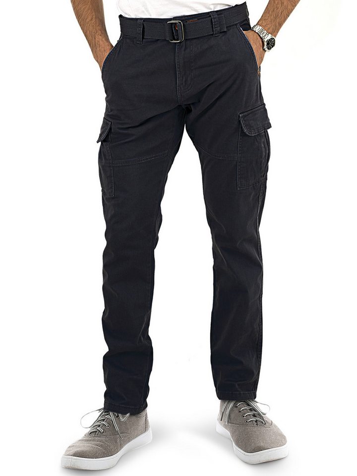 Indicode Cargohose Herren William Cargo Hose Herrenhose mit 7 Taschen, inkl. Gürtel von Indicode