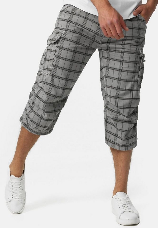 Indicode Cargoshorts Herren Nicolas Check Cargo Shorts Herrenshorts aus einer robusten Materialmischung von Indicode