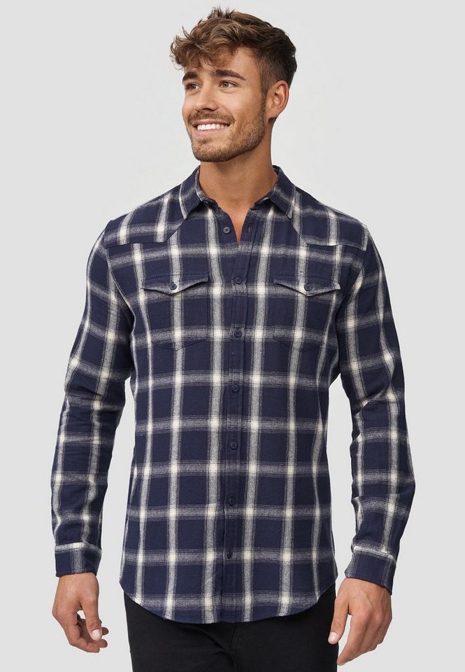 Indicode Langarmhemd Altin Flanellhemd im Karo-Design von Indicode
