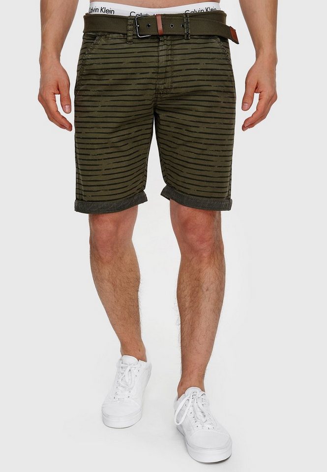 Indicode Chinoshorts Herren Arroyo Chino Shorts Herrenshorts mit auffälligem Streifenmuster von Indicode