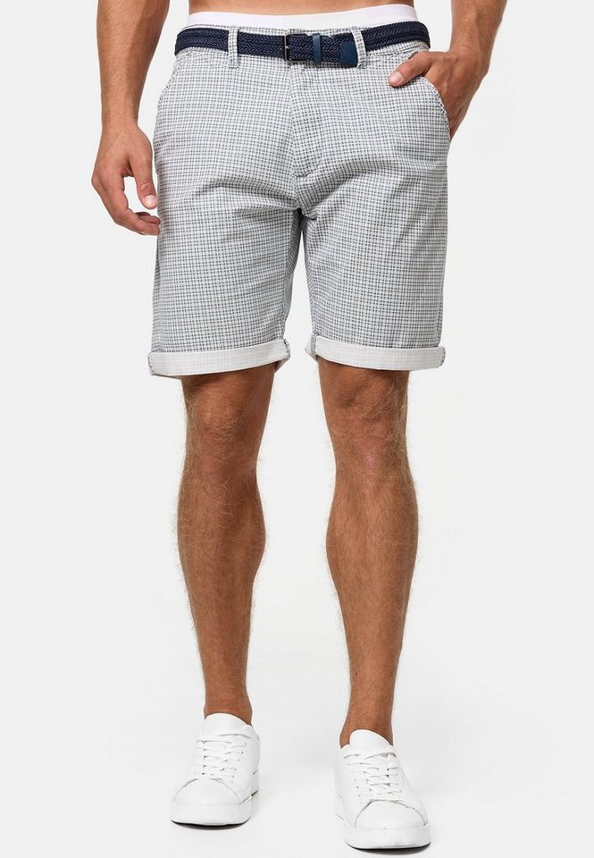 Indicode Chinoshorts Herren Bourchier Chino Shorts Herrenshorts Chino Shorts mit modernem Karomuster und einem Gürtel von Indicode