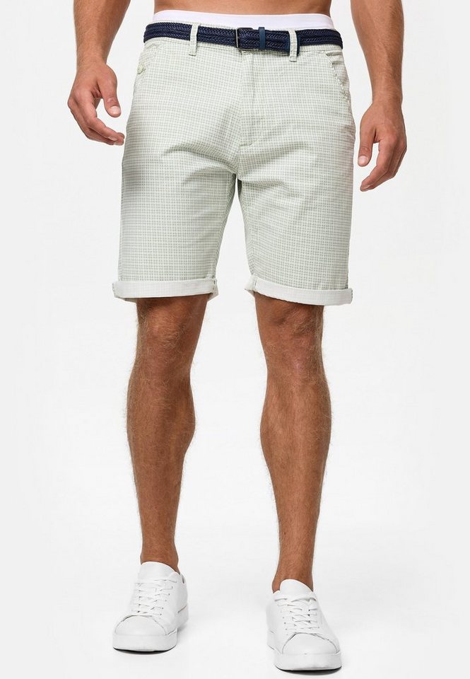 Indicode Chinoshorts Herren Bourchier Chino Shorts Herrenshorts Chino Shorts mit modernem Karomuster und einem Gürtel von Indicode