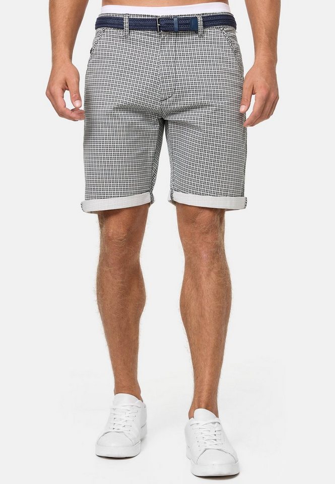 Indicode Chinoshorts Herren Bourchier Chino Shorts Herrenshorts Chino Shorts mit modernem Karomuster und einem Gürtel von Indicode