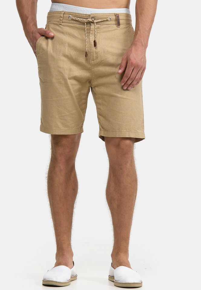 Indicode Chinoshorts Bowmanville Moderne und luftig leichte Herren Leinen-Shorts von Indicode