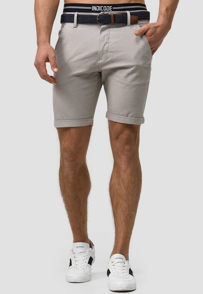 Indicode Chinoshorts Herren Bryant Chino Shorts Herrenshorts mit 4 Taschen, inkl. Gürtel von Indicode