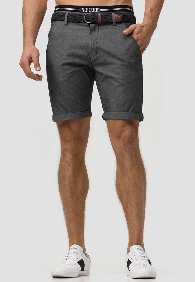 Indicode Chinoshorts Herren Bryant Chino Shorts Herrenshorts mit 4 Taschen, inkl. Gürtel von Indicode